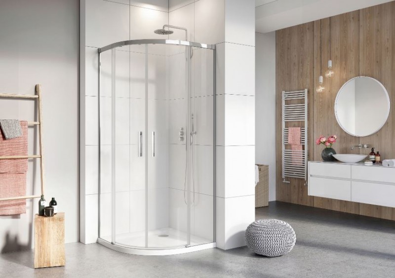 Radaway Idea PDD kabina półokrągła 80Lx100P drzwi przesuwne chrom przeźroczyste Easy Clean 387139-01-01+387152-01-01