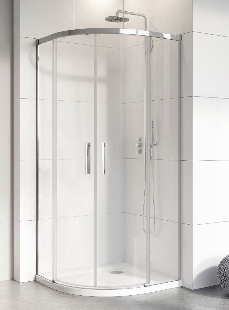Radaway Idea PDD kabina półokrągła 80x80 drzwi przesuwne chrom przeźroczyste Easy Clean 387139-01-01+387141-01-01