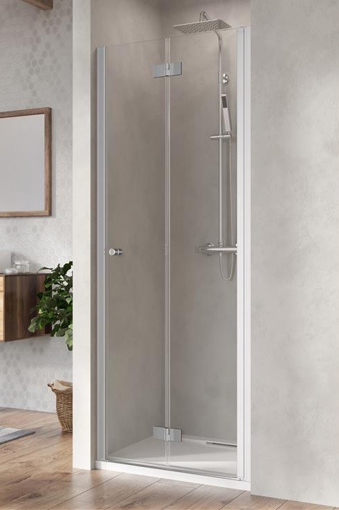 Radaway Nes DWB drzwi wnękowe składane 80cm prawe chrom przeźroczyste Easy Clean 10029080-01-01R