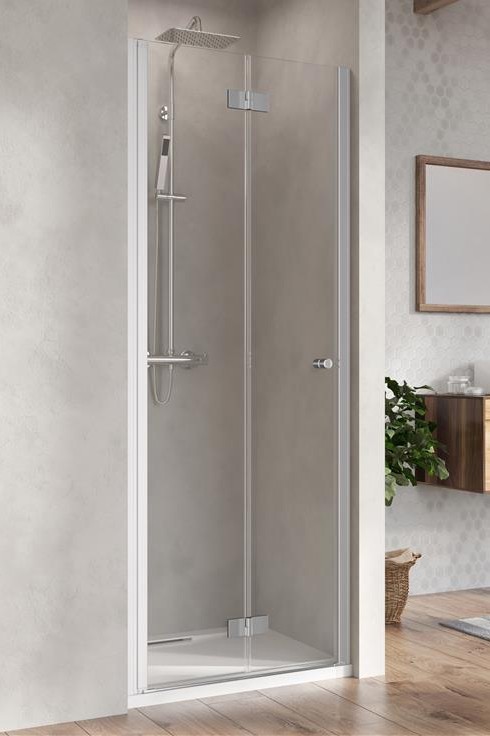 Radaway Nes DWB drzwi wnękowe składane 90cm lewe chrom przeźroczyste Easy Clean 10029090-01-01L