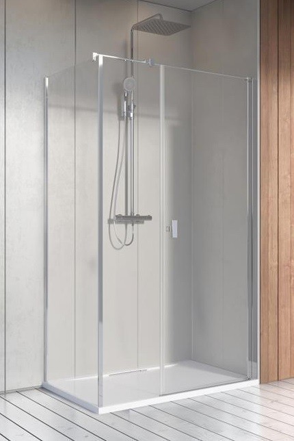 Radaway Nes KDS I kabina prostokątna 120x100 drzwi wahadłowe PRAWE 120 i ścianka 100 chrom przeźroczyste Easy Clean 10023120-01-01R+10043100-01-01