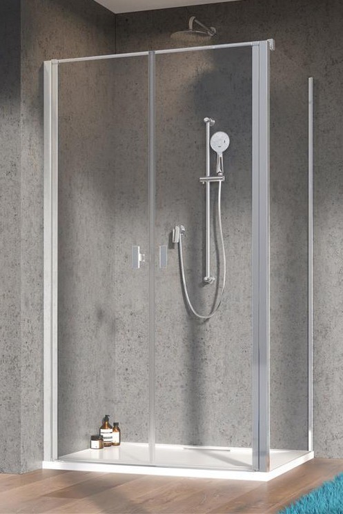 Radaway Nes DWD+S kabina prostokątna 90x80 drzwi dwuczęściowe wahadłowe 90 i ścianka 80 chrom przeźroczyste Easy Clean 10034090-01-01+10040080-01-01