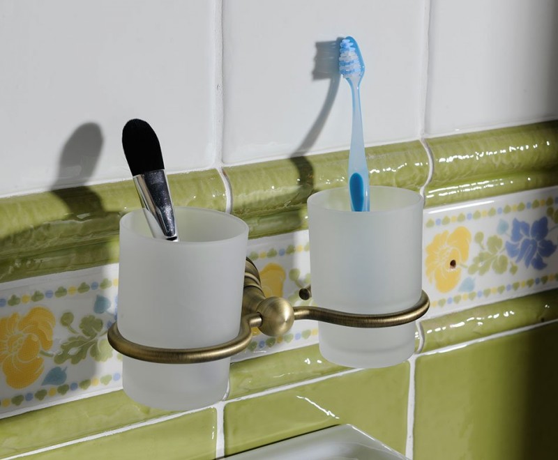 Sapho Diamond kubek podwójny wiszący brąz szkło mleczne mosiądz 1318-05