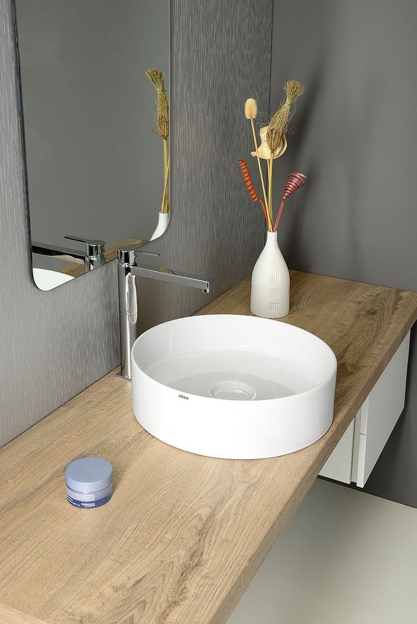 Sapho STORM Umywalka okrągła nablatowa/stawiana na blat ceramiczna 40x40 cm biały RM040