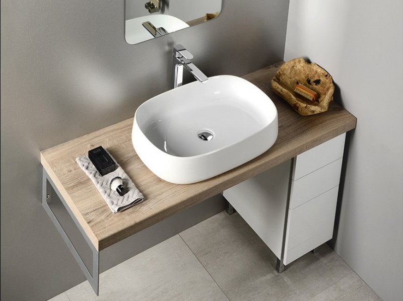 Sapho Jumper Umywalka owalna nablatowa/stawiana na blat ceramiczna 50x40 cm biały WH071