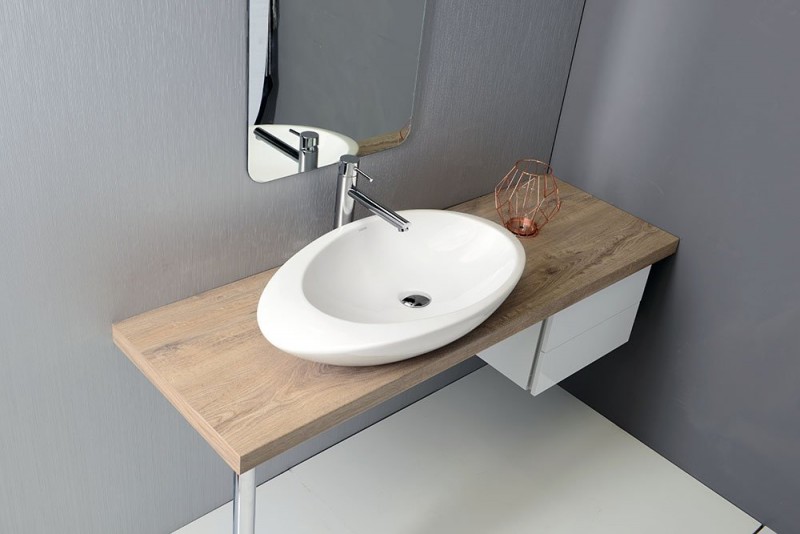 Sapho GOCCE Umywalka owalna nablatowa/stawiana na blat ceramiczna 74x42cm biały 3074