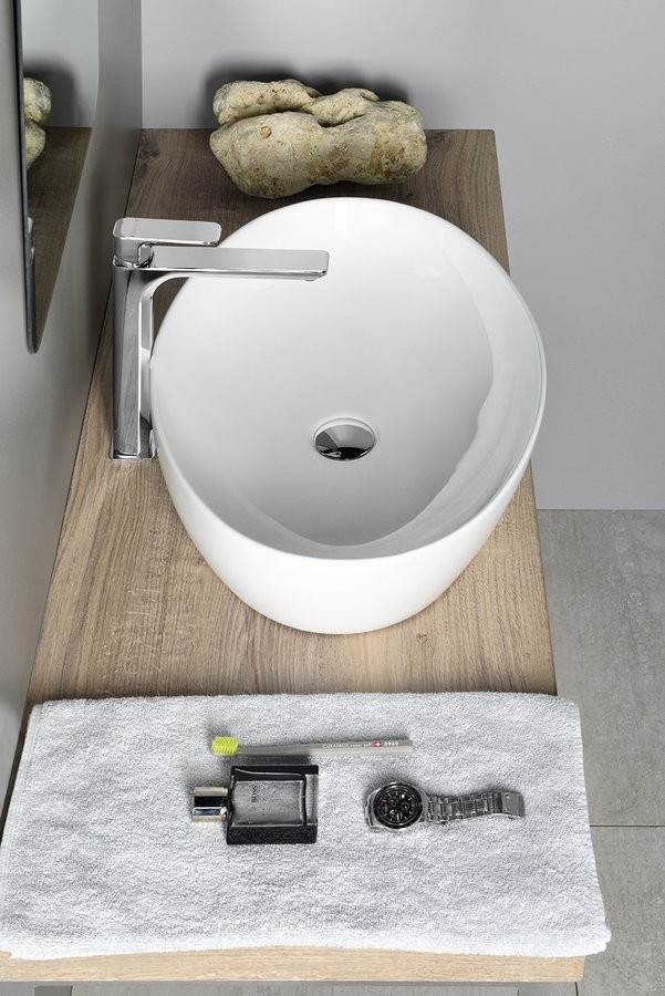 Sapho PERA Umywalka owalna nablatowa/stawiana na blat ceramiczna 61x42cm biały AR457