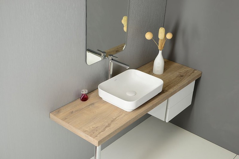 Sapho ISVEA SOTT AQUA Umywalka prostokątna nablatowa/wpuszczana w blat ceramiczna 50x38 cm biały 10SQ51050