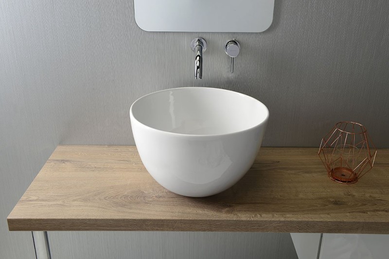 Sapho DOME Umywalka okrągła nablatowa/stawiana na blat ceramiczna 44,4x44,5 cm biały WH030