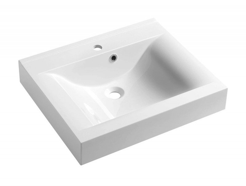 Sapho Flavia Umywalka prostokątna nablatowa/ wisząca konglomerat 60x50cm biały 68061