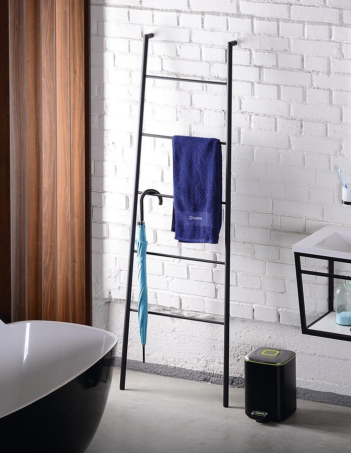 Sapho Sega wieszak wolnostojący na ręczniki drabina reling 1700mm czarny matowy SE104