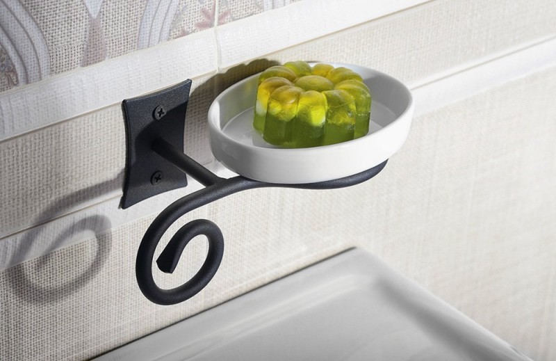 Sapho Rebecca mydelniczka ceramiczna wisząca retro czarna CC002