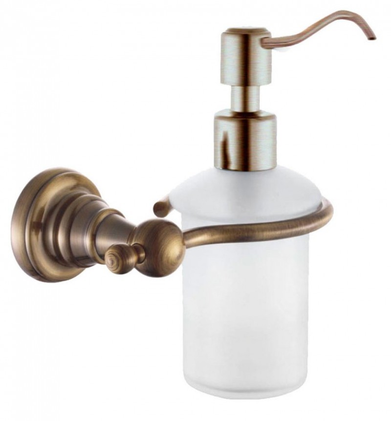 Sapho Diamond dozownik wiszący 200 ml brąz szkło mleczne mosiądz 1318-19