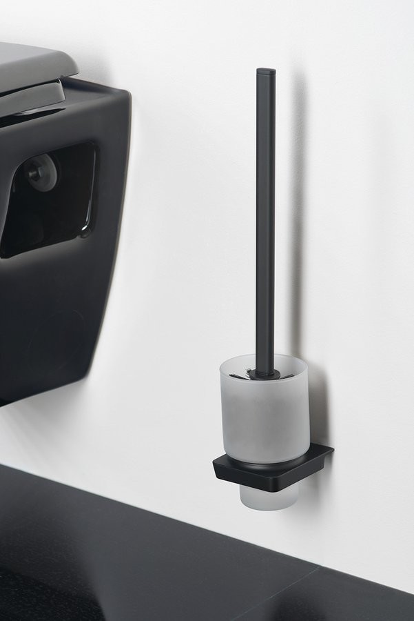 Sapho Zen Black szczotka WC wisząca naścienna szkło mleczne 166497