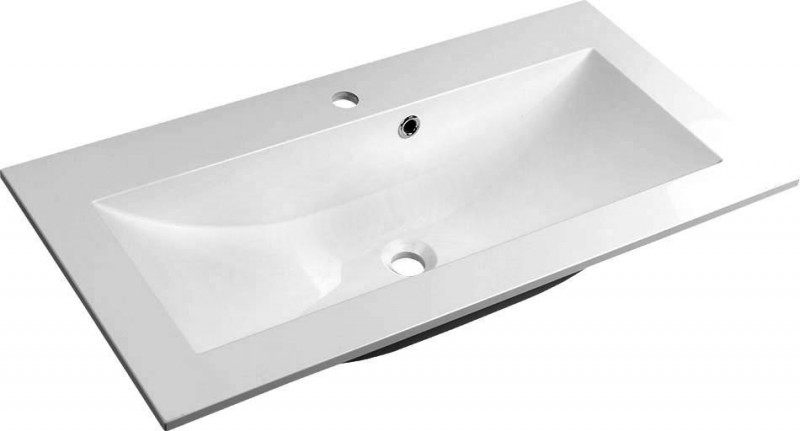 Sapho YUKON umywalka prostokątna 80x45cm wpuszczana w blat konglomerat biały YU080