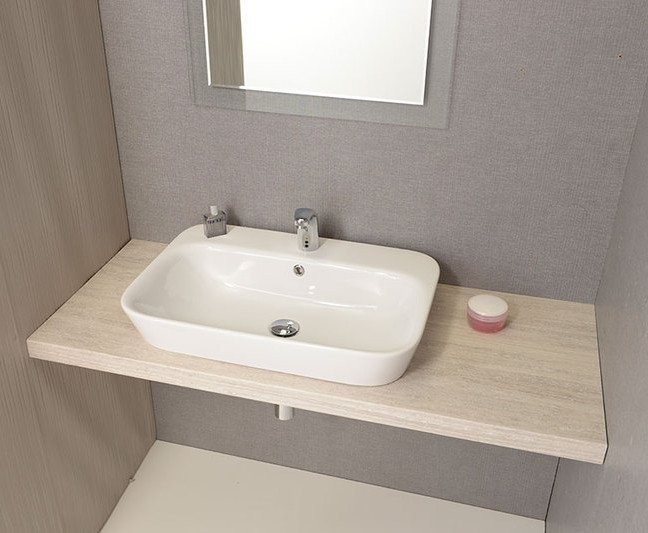 Sapho Savana umywalka prostokątna 65x45cm wpuszczana w blat ceramika biały 3065