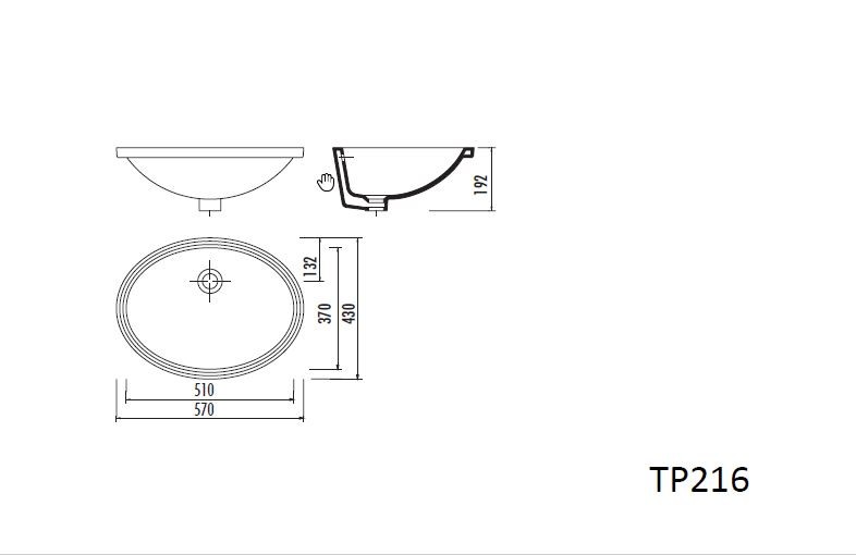 Sapho umywalka owalna 57x43cm wpuszczana w blat ceramika biały TP216