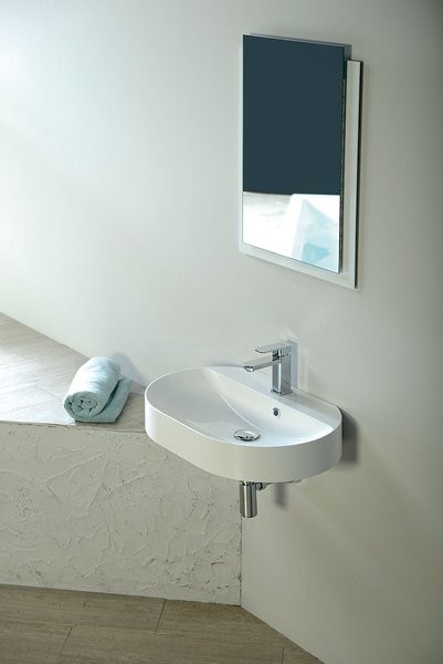 Sapho Helen Umywalka owalna nablatowa/stawiana na blat/wisząca konglomerat biały 63x43 HE063