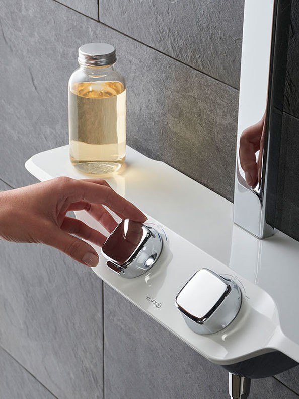 Kludi Cocpit Discovery system natryskowy z termostatem i deszczownicą biały/chrom 8020091-00