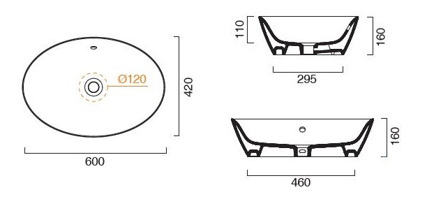 Catalano Velis umywalka stawiana na blat 60x42 biały Cataglaze 160APVL00