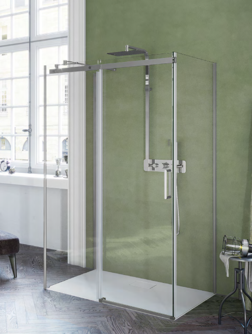 Excellent Rols kabina trójścienna prostokątna 120x90 cm drzwi przesuwne chrom przeźroczyste Clean Control