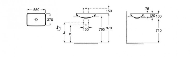 Roca Inspira Square umywalka blatowa 55cm 55x37 A327534000