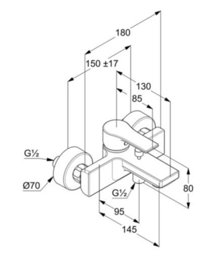 Kludi Zenta SL jednouchwytowa bateria wannowo-natryskowa DN 15 chrom 48 670 05 65