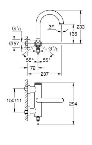 Grohe Atrio bateria wannowa natynkowa grafit szczotkowany 32652AL3
