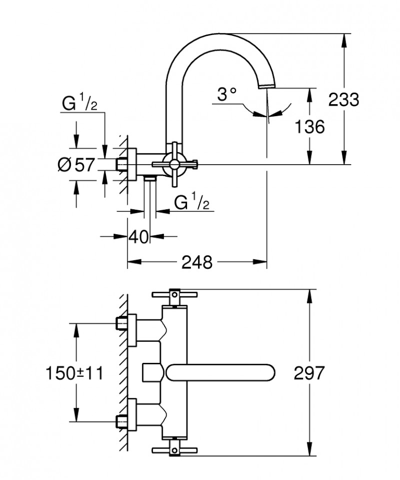 Grohe Atrio bateria wannowa natynkowa chrom 25010003