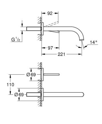 Grohe Atrio bateria umywalkowa podtynkowa wylewka 22 cm chrom 19918003