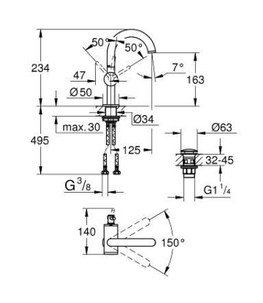 Grohe Atrio bateria umywalkowa DN 15 rozmiar M chrom 32043003