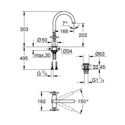 Grohe Atrio bateria umywalkowa DN 15 rozmiar L z korkiem chrom 21019003