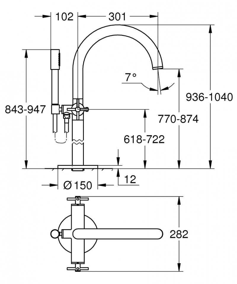Grohe Atrio wolnostojąca bateria wannowa chrom 25044003