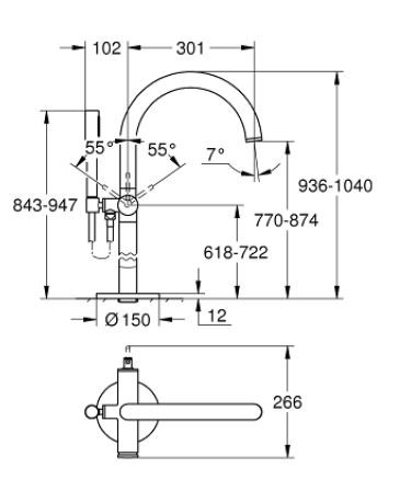Grohe Atrio wolnostojąca bateria wannowa chrom 32653003