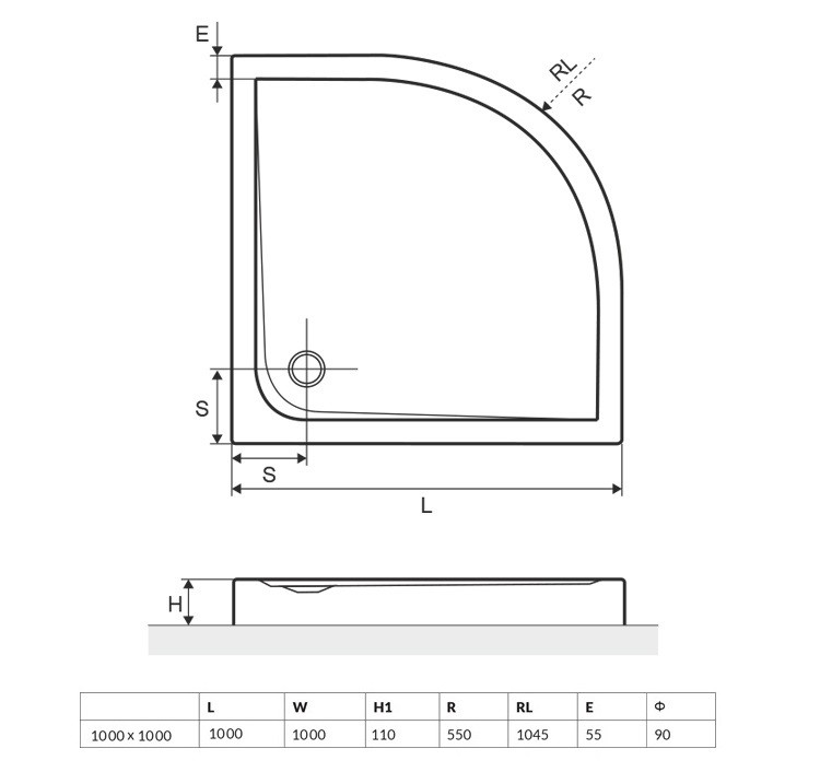 Excellent Sense Compact brodzik półokrągły z obudową 100x100 BREX.SEN10WHC