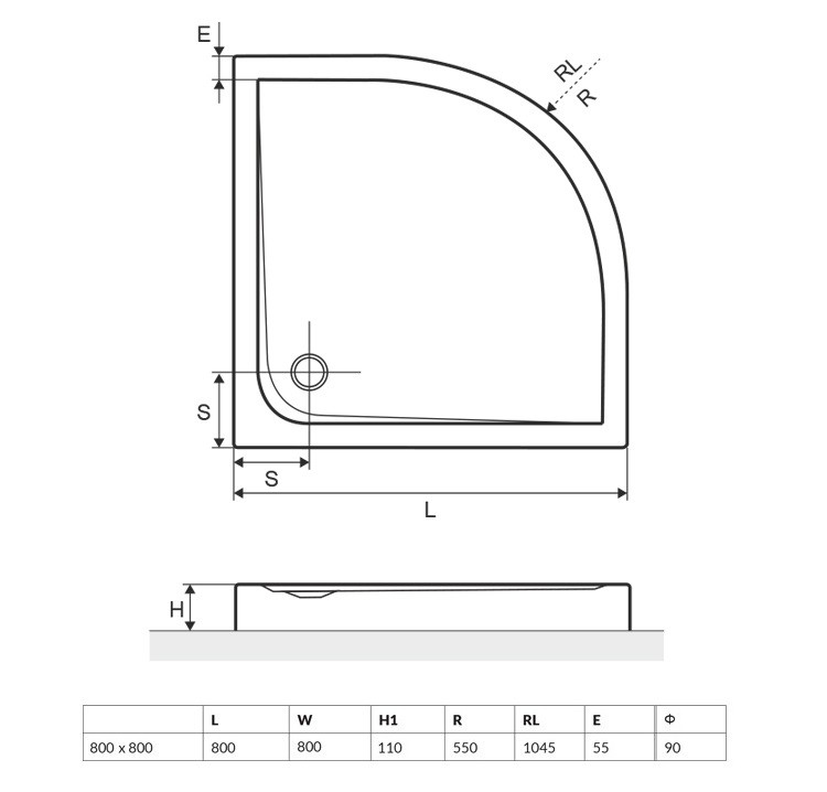 Excellent Sense Compact brodzik półokrągły z obudową 80x80 BREX.SEN08WHC