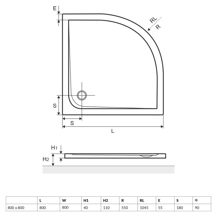 Excellent Sense brodzik półokrągły płaski 80x80 biały BREX.SEN08WHN