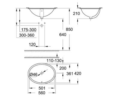 Grohe Euro Ceramic umywalka podblatowa 56x42 cm biel alpejska 39423000