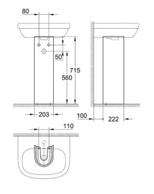 Grohe Euro Ceramic postument do umywalki biel alpejska 39202000