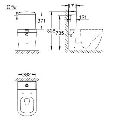 Grohe Euro Ceramic zbiornik WC stojąca biel alpejska 39333000