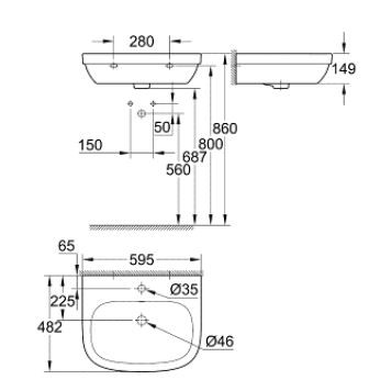 Grohe Euro Ceramic umywalka wisząca 60x48 cm biel alpejska 39335000