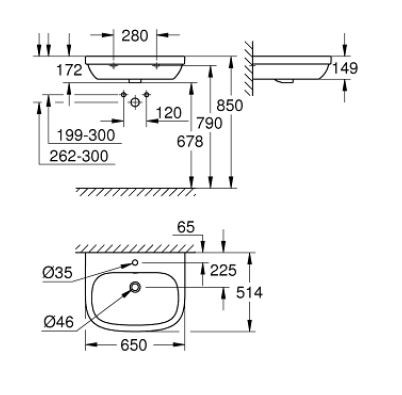 Grohe Euro Ceramic umywalka wisząca 65x51 cm biel alpejska 39323000