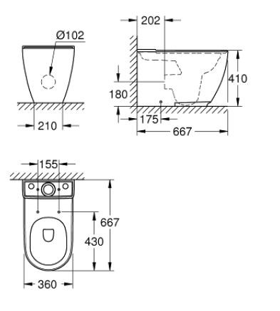 Grohe Essence kompaktowa miska WC stojąca biel alpejska 3957200H