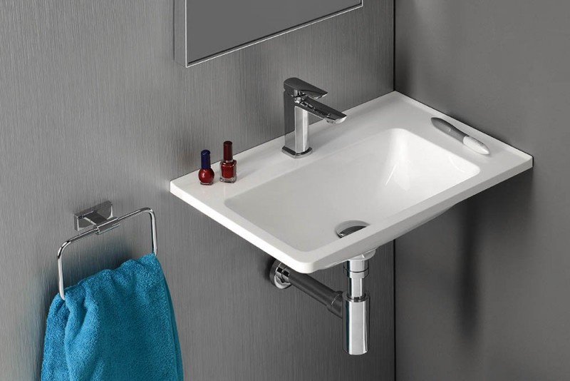 Sapho Arana umywalka prostokątna narożna wisząca 56x35 prawa konglomerat AN056