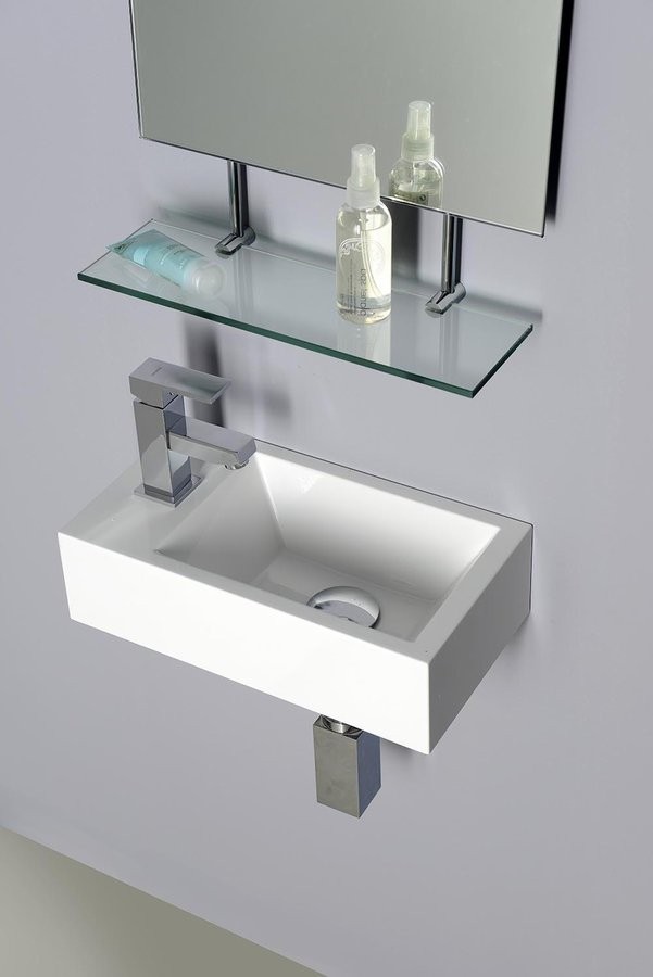 Sapho SMALL Amarok umywalka mała prostokątna wisząca /nablatowa 40x22cm prawa konglomerat AR500