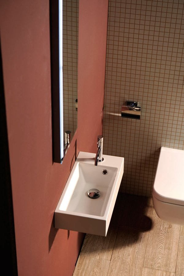 Sapho SMALL Ariana umywalka mała prostokątna wisząca /wpuszczana w blat 50x25 lewa konglomerat SM012