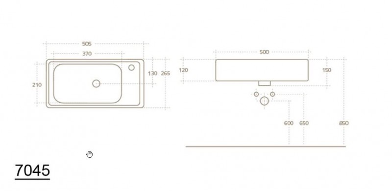 Sapho Orion umywalka mała prostokątna wisząca /nablatowa 50x26,5 cm ceramika 7045