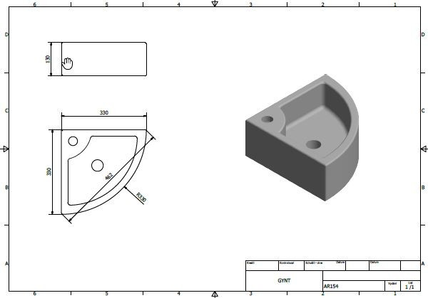 Sapho GYNT umywalka narożna wisząca 33x33 ceramika AR154
