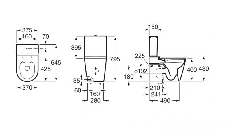 Roca Inspira Round Rimless muszla do kompaktu odpływ uniwersalny A342526000
