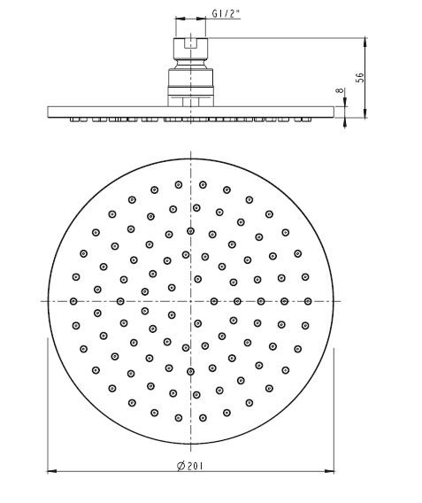 Omnires SlimLine deszczownica okrągła 20x20cm czarny mat WG120BL